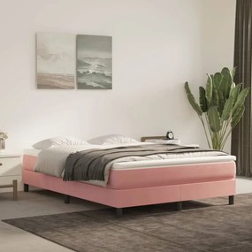 Rózsaszín bársony rugós ágykeret 140x200 cm