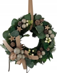 Karácsonyi koszorú ajtóra, asztalra, karácsonyi élő lucfenyő