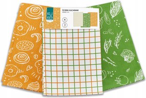 Konyhai Törlőkendő Szett 3 Db 40x60 Törölköző 022 Sárga-zöld