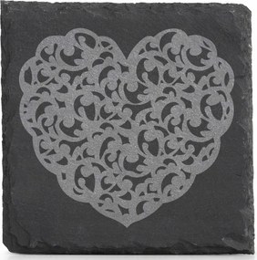 Kő alátét x4 gravírozott szív