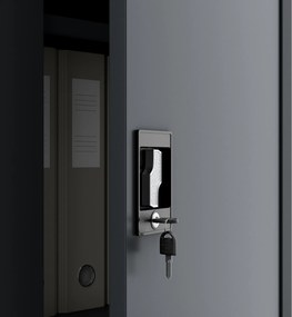 ALEX H2200 antracit kulccsal zárható irattartó szekrény 450 x 2200 x 400 mm