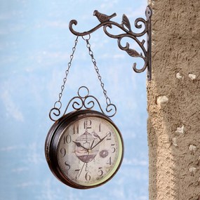 Retro Kültéri Vas Óra Kertbe, Kétoldalas Falra Szerelhető Óra