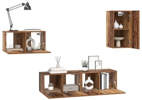 TV szekrény garnitúra 4 pcs Régi fa 30.5 x 30 x 60 cm Faanyag