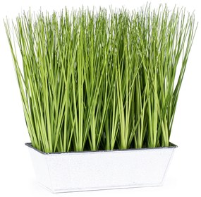 Virágláda műfűvel, 38 x 30 x 10 cm