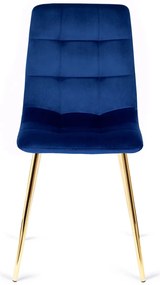 Sötétkék Bársony Étkezőszék Arany Lábbal. YORK