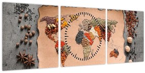 Kép - A világ fűszerei (órával) (90x30 cm)