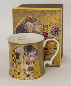 Porcelán 360ml barna bögre 1 személyes díszdobozban Gustav Klimt: A csók