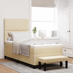 Boxspring ágy matraccal és paddal krém színben 90x200 cm szövet