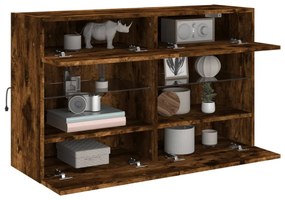 füstös tölgy színű fali TV-szekrény LED-ekkel 98,5x30x60,5 cm