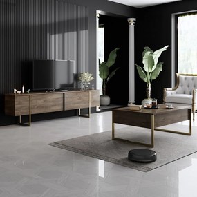 Natúr színű TV-állvány diófa dekorral 180x30 cm Luxe – Kalune Design