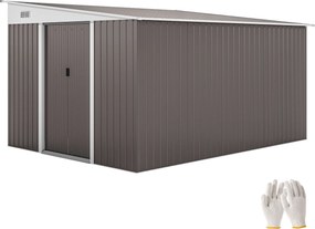 Outsunny Fém Kertivaros 19,4m³ 280x345x201cm Eszközkert Shed Monopitch Tetővel, Csúszóajtóval, Időjárásálló Kertesház Kültéri Szekrény a Hátsó Udvarho
