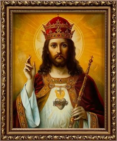 Vászonkép 29x24 Jézus Krisztus Az Arany Királya Díszített Keret