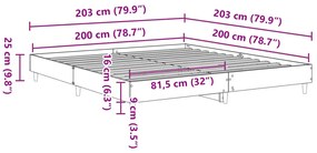Fekete tölgy ágykeret 200x200 cm