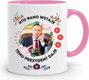 Andrzej Duda Pis Rózsaszín Elnöki Bögre fényképes nyomattal