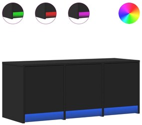 fekete szerelt fa TV-szekrény LED-ekkel 97 x 34 x 50 cm