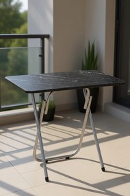 Étkezőasztal, fekete márvány, 90 cm – TR366SLV1130