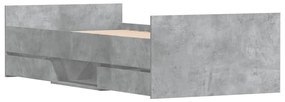 betonszürke ágykeret fej- és lábtámlával 90 x 200 cm