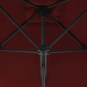 bordóvörös kültéri napernyő acélrúddal 300 x 230 cm