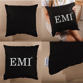 EMI fekete párna nyomtatott mintával 40x40 cm