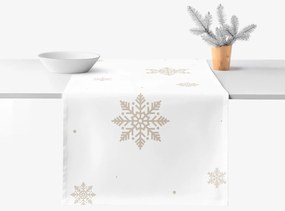 Goldea karácsonyi pamut asztali futó - hópelyhek fehéren 50x120 cm