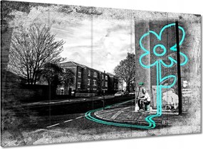 Vászonkép 100x70 Banksy Türkiz virág