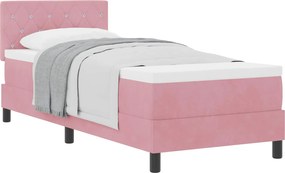vidaXL Boxrugós ágy matracmal Rózsaszín 80 x 200 cm Bársony