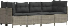 vidaXL 5 részes világosszürke polyrattan kerti ülőgarnitúra párnákkal