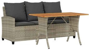 3 személyes szürke polyrattan kerti kanapé asztallal&amp;párnával