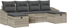 vidaXL Kerti Kanapé Szett párnával tárolóval 6 pcs polirattan