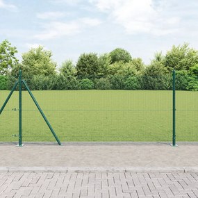 Hegesztett Drótkerítés 7 Flanged Oszloppal Zöld 0.8x10 m Acél