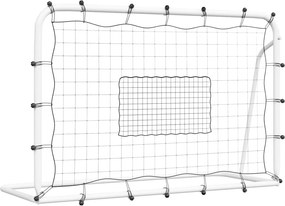 vidaXL fehér-fekete acél és PE visszapattanó futballháló 184x61x123 cm