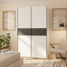 BERNO ruhásszekrény, 120 cm | Fehér + Antracit