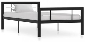 fekete és fehér fém ágykeret 100 x 200 cm