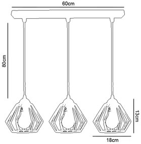 Csillár zsinóron CEED 3xE27/60W/230V fehér