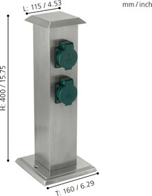 EGLO 90748 - Kültéri csatlakozós oszlop PARK 4 zöld SCHUKO IP44