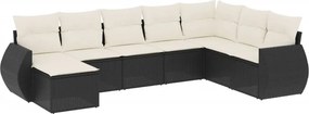 vidaXL 8 részes fekete polyrattan kerti ülőgarnitúra párnákkal