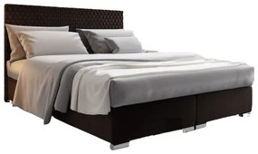 Franciaágy 140 cm Boxspring Harlan Comfort (sötétbarna) (ágyráccsal, matraccal és tárolóhellyel). 1055986