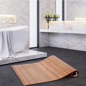 Bambusz csúszásmentes fürdőszobai kádkilépő szőnyeg, 50 x 80 cm, Natúr