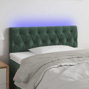 sötétzöld bársony LED-es fejtámla 90 x 7 x 78/88 cm