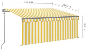 sárga-fehér automata kihúzható napellenző redőnnyel 3,5 x 2,5 m