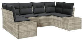 vidaXL Kerti Kanapé Szett párnával 6 pcs Világosszürke polirattan