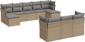 vidaXL 10 részes bézs polyrattan kerti ülőgarnitúra párnával