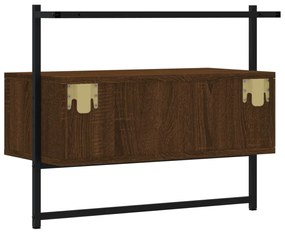 barna tölgyszínű szerelt fa fali TV szekrény 60,5 x 30 x 51 cm