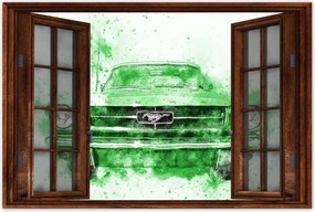 Poszterek 60x40 Zöld akvarell Mustang