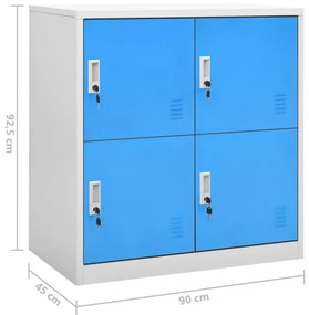 5 db világosszürke-kék acél zárható szekrény 90 x 45 x 92,5 cm