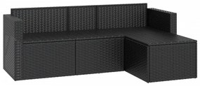 fekete polyrattan kerti ülőgarnitúra