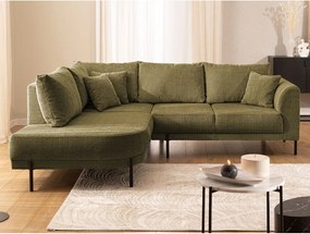 Zöld zsenília sarokkanapé (bal oldali-L alakú) Mauris – Ropez