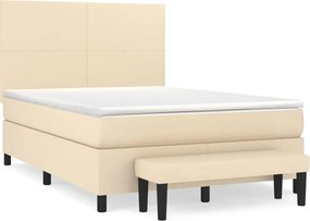 vidaXL krémszínű szövet rugós ágy matraccal 140 x 200 cm