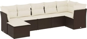 vidaXL 7 részes barna polyrattan kerti ülőgarnitúra párnákkal