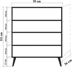 Konyhaszekrény, 95 cm – Multilux-732